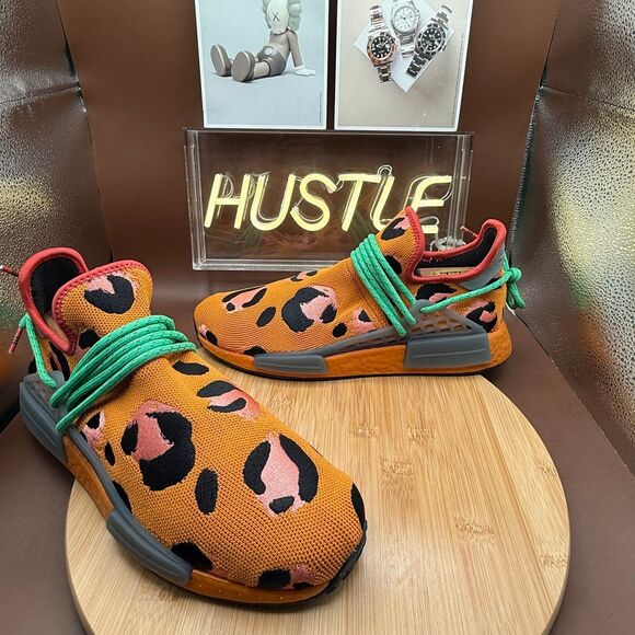 Adidas x Pharrell Williams HU NMD Animal Print Orange Size 10 NEW - Picture 5 of 10